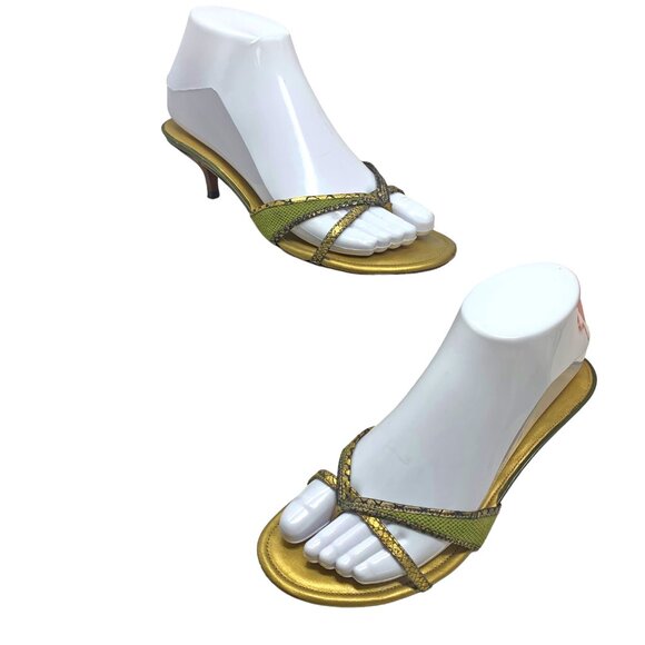 Cole Haan D16764 Metallic Leather Thong Kitten Heel Slides - Picture 10 of 10